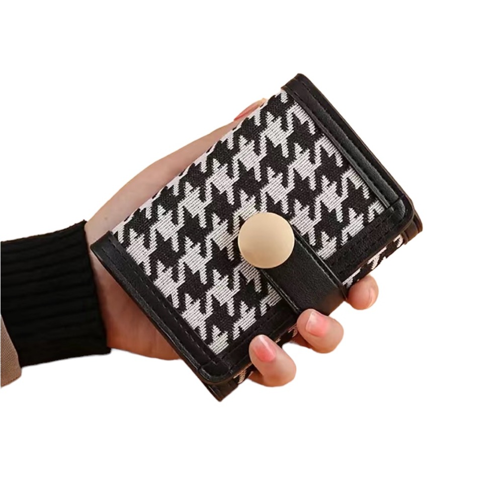 Houndstooth Black and White Trifold Wallet
